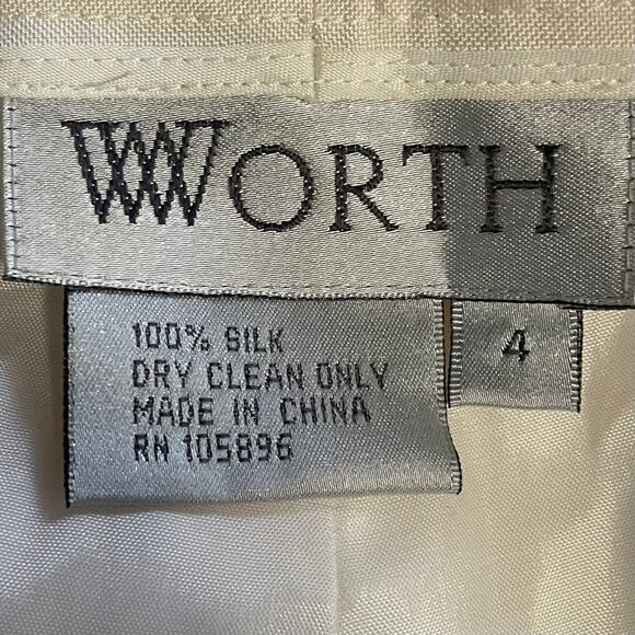 Worth Ivory Silk High Waisted Trouser Dress Pants 4 - Picture 3 of 5